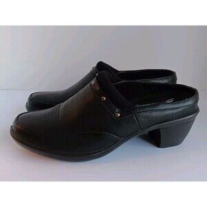 Easy Street Comfort Wave Black 2" Block Heel Slip-on Mules Size 9.5